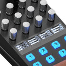 Close-up of the Middle Remote Pro's encoders, OLED displays and RGB buttons