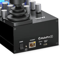 Middle Remote Pro rear panel close-up: power switch, 12 V DC, Ethernet, status LED and USB-C
